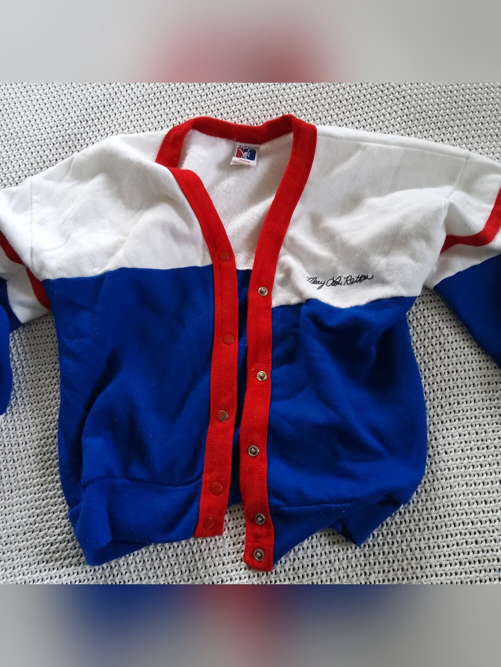Vintage 1985 Mary Lou Retton USA Gymnastics Snap Front Long Sleeve Sweatshirt